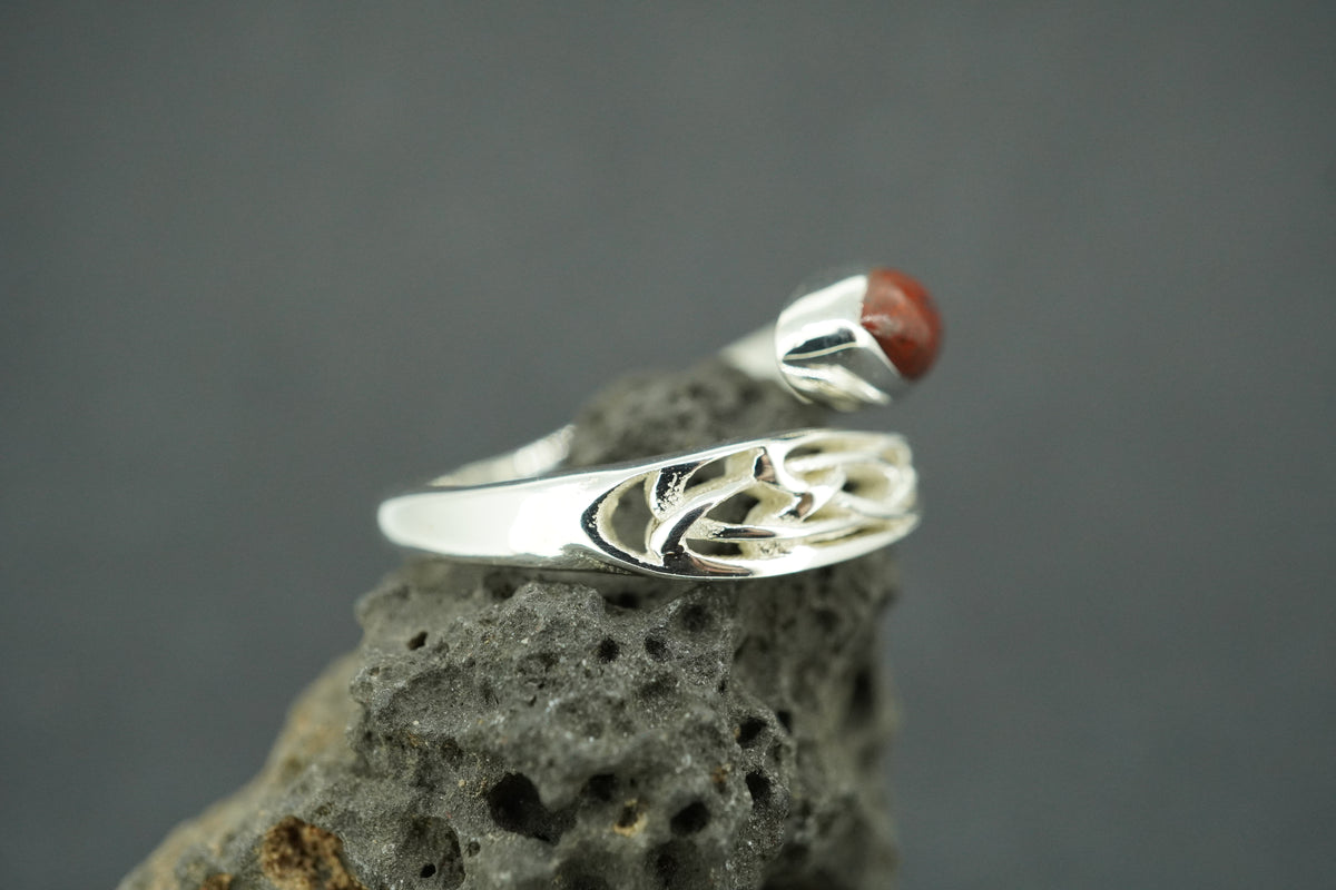 Scottish Red Jasper Sterling Silver Marquise Wrap Ring