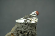 Scottish Red Jasper Sterling Silver Marquise Wrap Ring