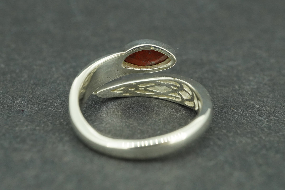 Scottish Red Jasper Sterling Silver Marquise Wrap Ring