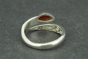 Scottish Red Jasper Sterling Silver Marquise Wrap Ring