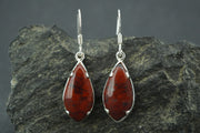Scottish Red Jasper Sterling Silver Medium Drop Earrings
