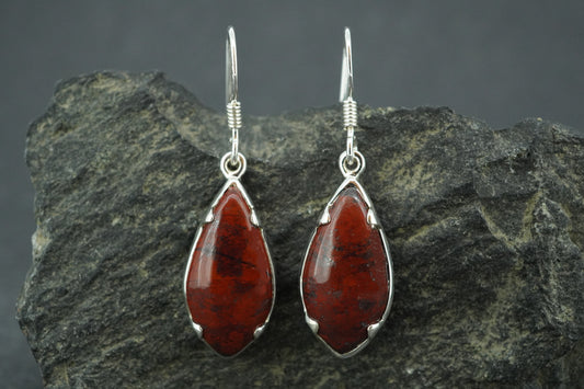 Scottish Red Jasper Sterling Silver Medium Drop Earrings