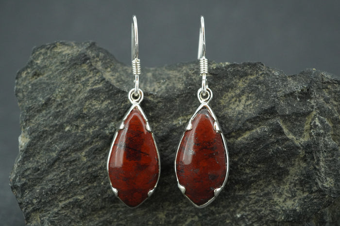 Scottish Red Jasper Sterling Silver Medium Drop Earrings