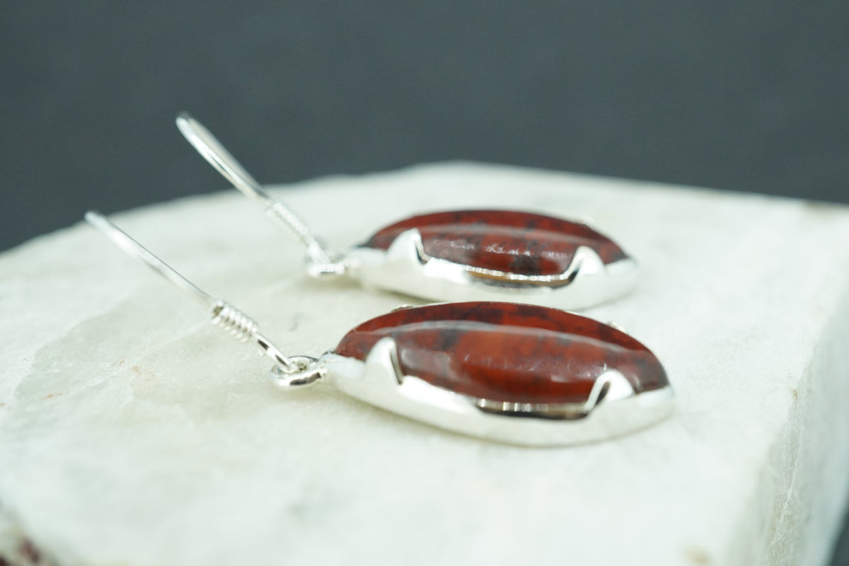Scottish Red Jasper Sterling Silver Medium Drop Earrings