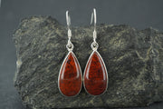 Scottish Red Jasper Sterling Silver Drop Earrings