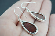 Scottish Red Jasper Sterling Silver Drop Earrings