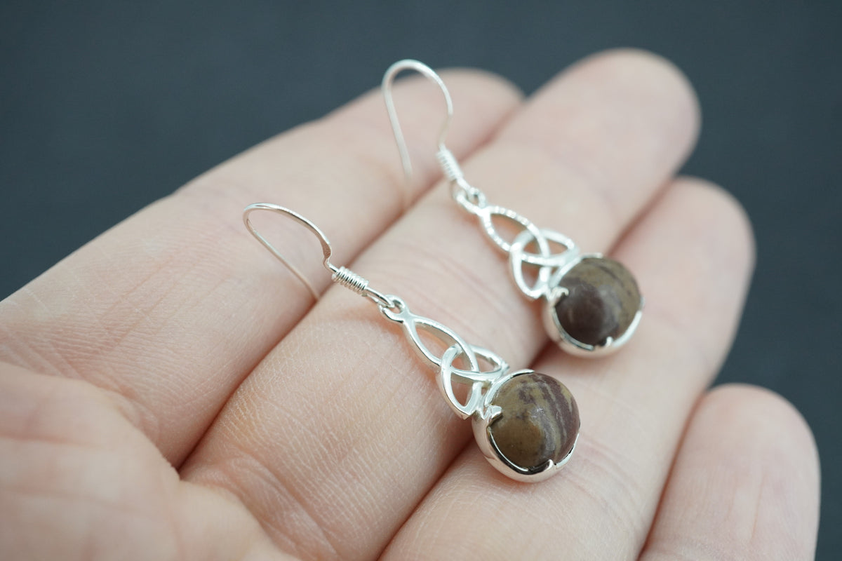 Arthurs Seat Sterling Silver Oval Celtic Earrings
