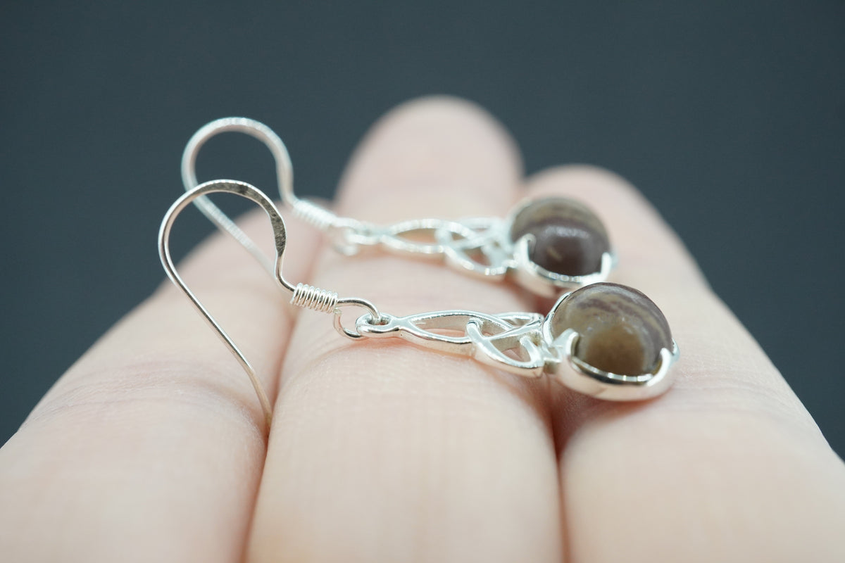 Arthurs Seat Sterling Silver Oval Celtic Earrings