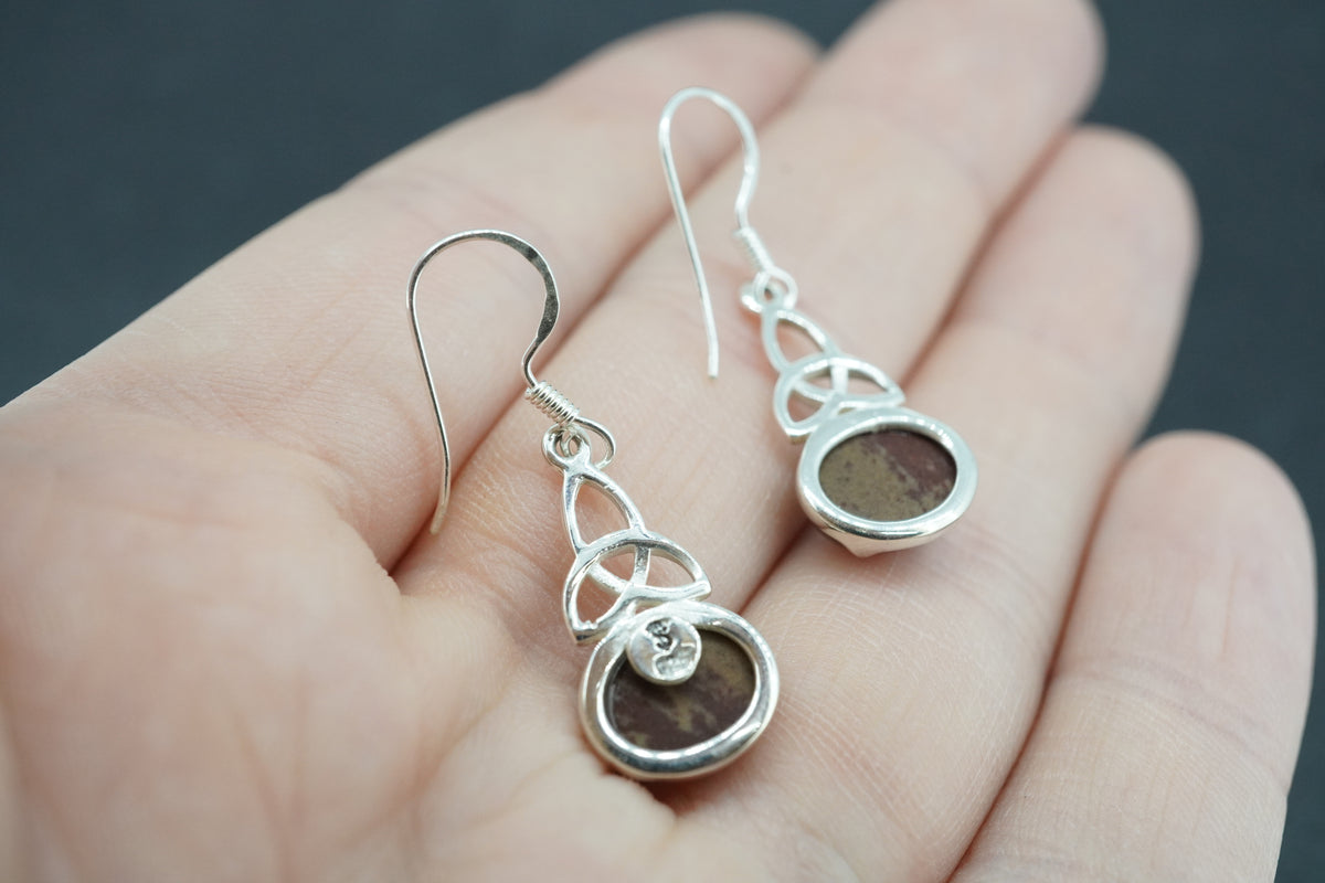Arthurs Seat Sterling Silver Oval Celtic Earrings