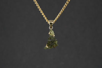 Czech Republic Sterling Silver Moldavite Pendant with 18ct Gold