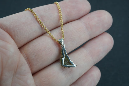 Czech Republic Sterling Silver Moldavite Pendant with 18ct Gold