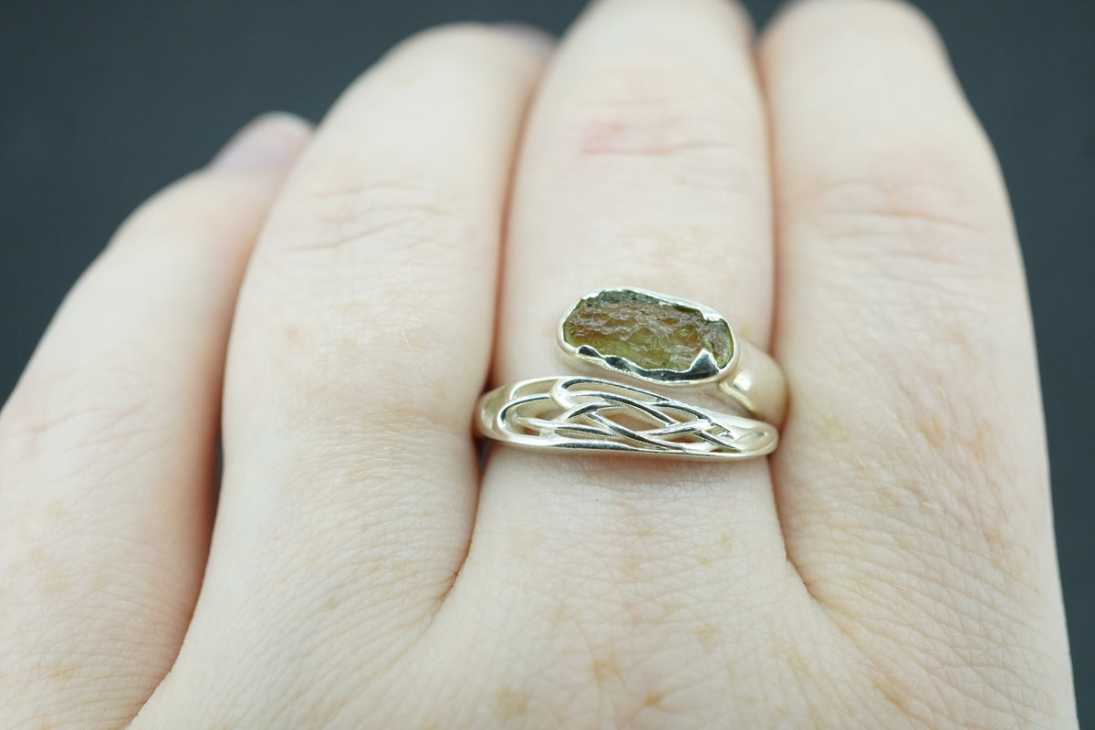 Moldavite Sterling Silver Wrap Ring