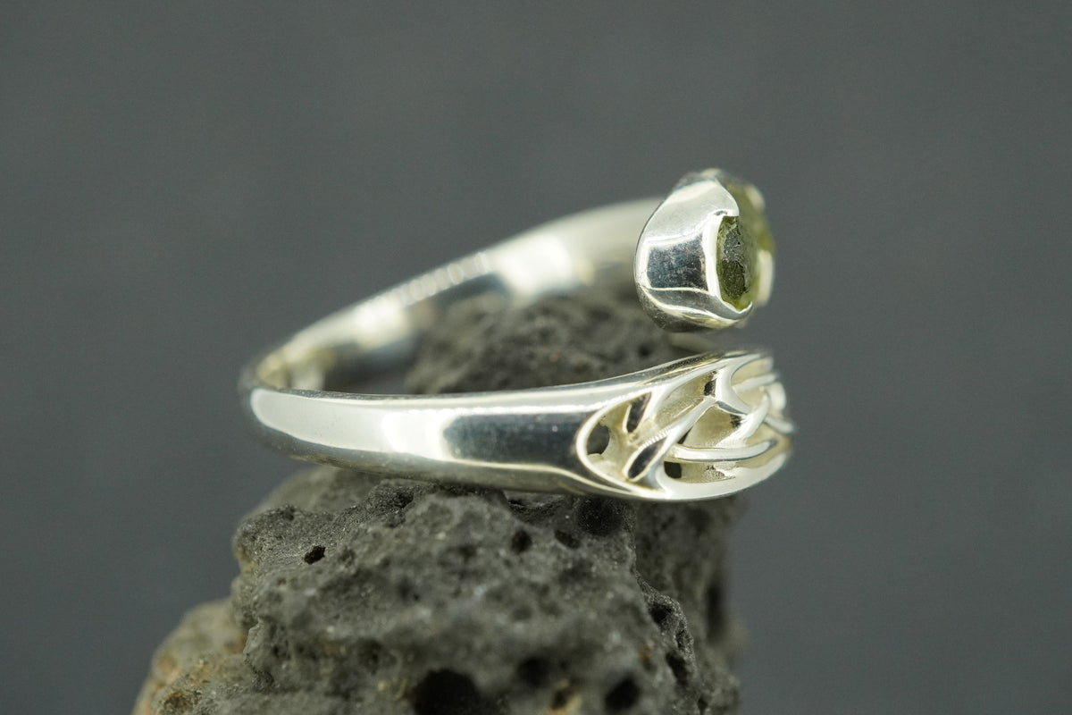Moldavite Sterling Silver Wrap Ring
