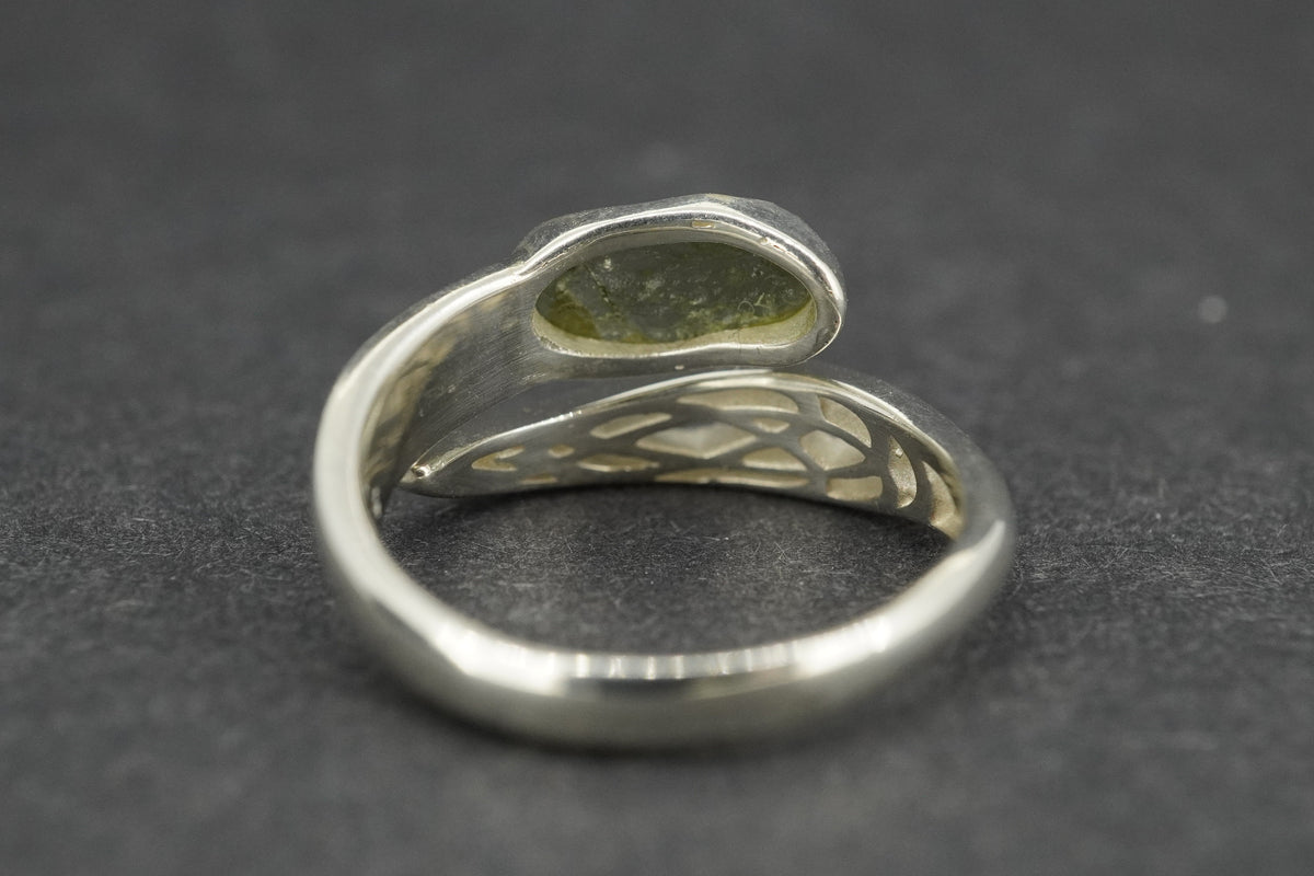 Moldavite Sterling Silver Wrap Ring