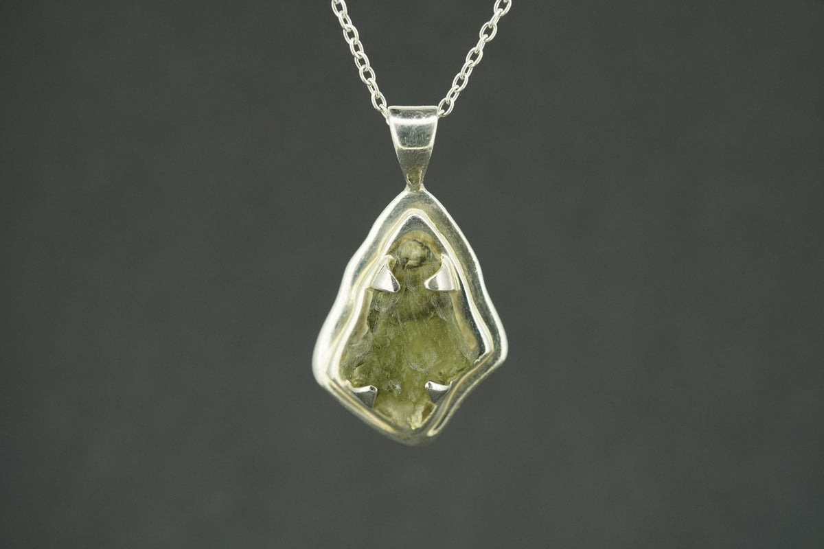 Moldavite Sterling Silver Medium Pendant