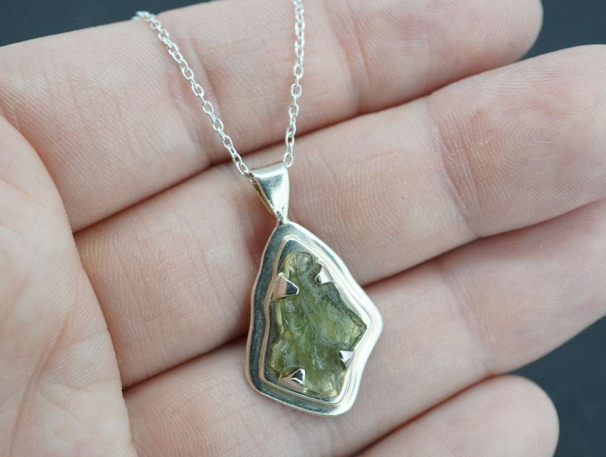 Moldavite Sterling Silver Medium Pendant