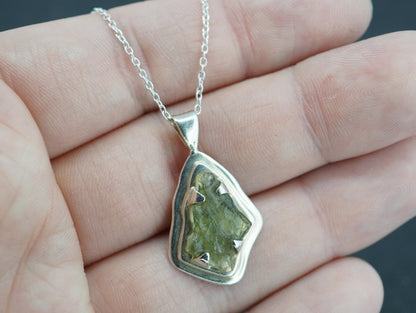 Moldavite Sterling Silver Medium Pendant