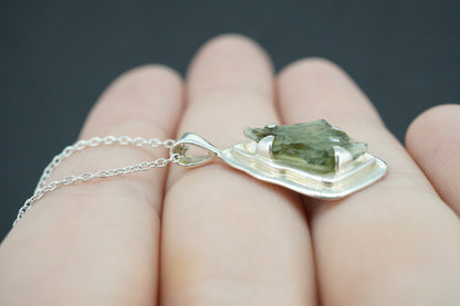 Moldavite Sterling Silver Medium Pendant