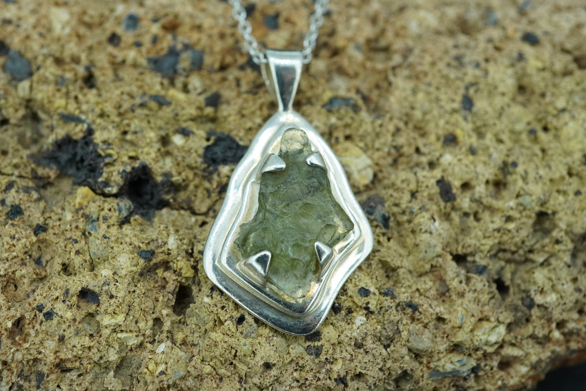 Moldavite Sterling Silver Medium Pendant