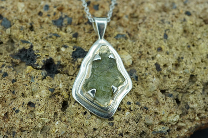 Moldavite Sterling Silver Medium Pendant