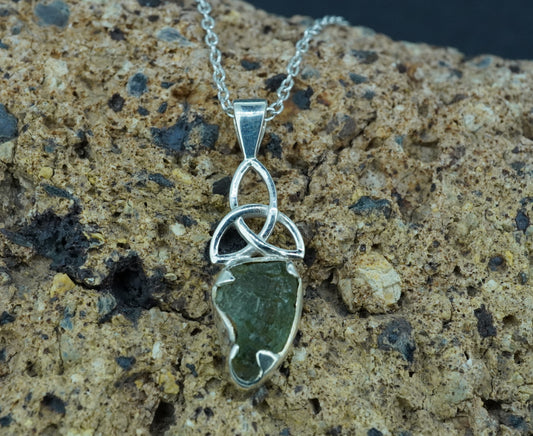 Moldavite Sterling Silver Medium Celtic Pendant