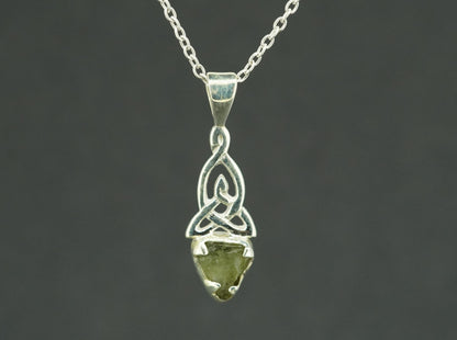 Moldavite Sterling Silver Small Celtic Pendant