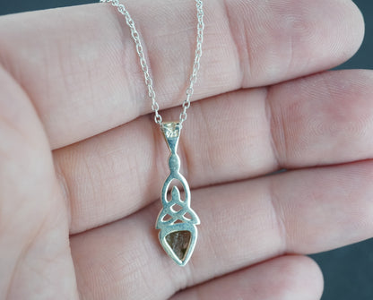 Moldavite Sterling Silver Small Celtic Pendant