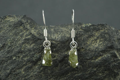 Moldavite Sterling Silver Drop Earrings