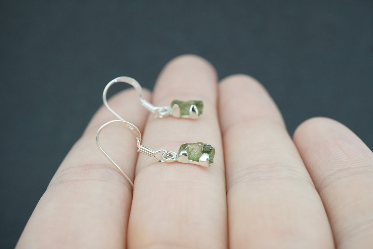 Moldavite Sterling Silver Drop Earrings