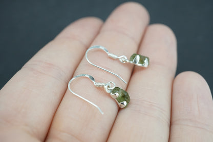 Moldavite Sterling Silver Drop Earrings