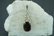 Cairngorm Quartz Sterling Silver Rectangular Celtic Pendant