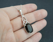 Cairngorm Quartz Sterling Silver Rectangular Celtic Pendant