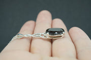 Cairngorm Quartz Sterling Silver Rectangular Celtic Pendant