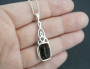 Cairngorm Quartz Sterling Silver Rectangular Celtic Pendant