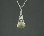 Cairngorm Quartz Sterling Silver Oval Celtic Pendant