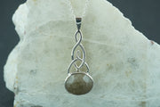 Cairngorm Quartz Sterling Silver Oval Celtic Pendant