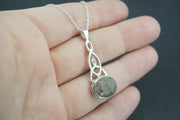 Cairngorm Quartz Sterling Silver Oval Celtic Pendant