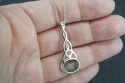 Cairngorm Quartz Sterling Silver Oval Celtic Pendant