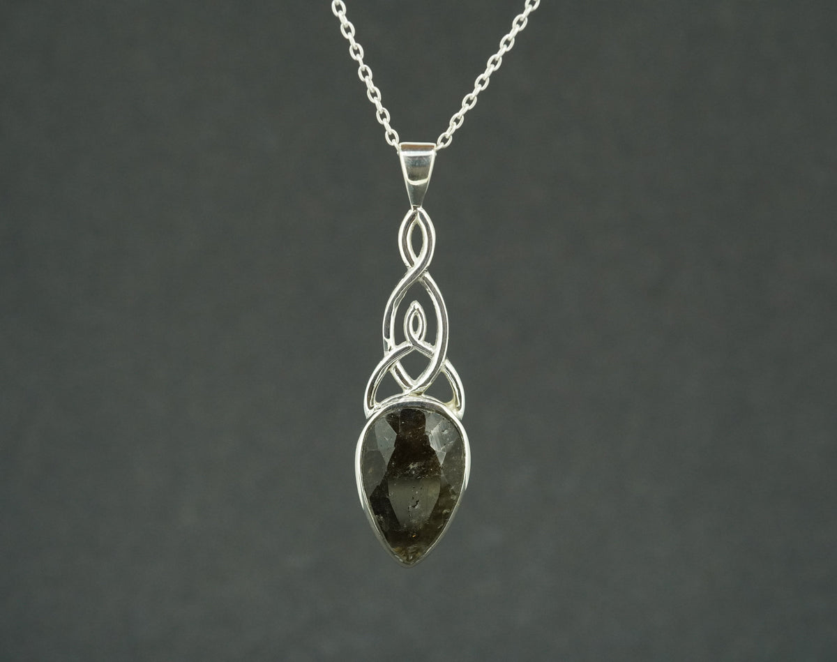 Cairngorm Quartz Sterling Silver Drop Celtic Pendant