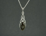 Cairngorm Quartz Sterling Silver Drop Celtic Pendant