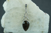 Cairngorm Quartz Sterling Silver Drop Celtic Pendant