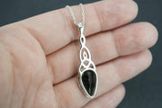 Cairngorm Quartz Sterling Silver Drop Celtic Pendant