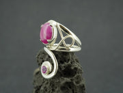 Vietnamese Ruby and Mozambique Pink Tourmaline Sterling Silver Swirl Ring