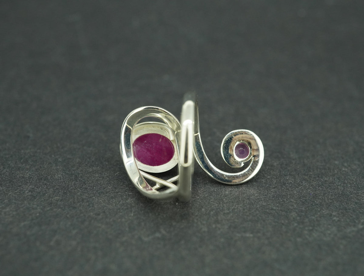 Vietnamese Ruby and Mozambique Pink Tourmaline Sterling Silver Swirl Ring