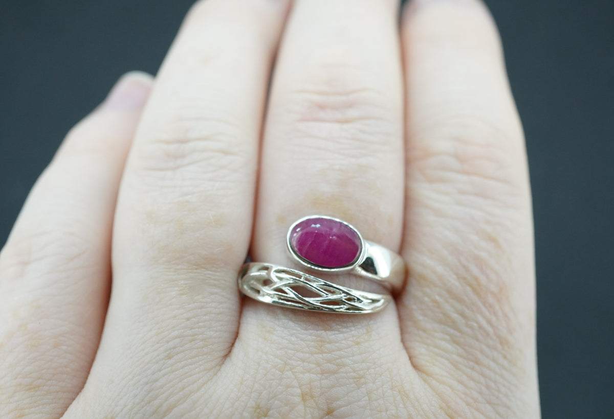 Vietnamese Ruby Sterling Silver Wrap Ring