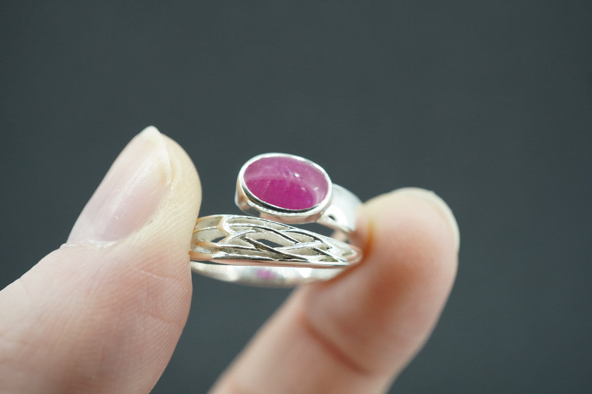 Vietnamese Ruby Sterling Silver Wrap Ring