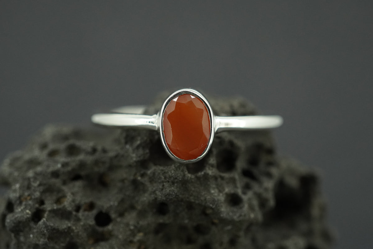 Scottish Carnelian Sterling Silver Petite Oval Ring