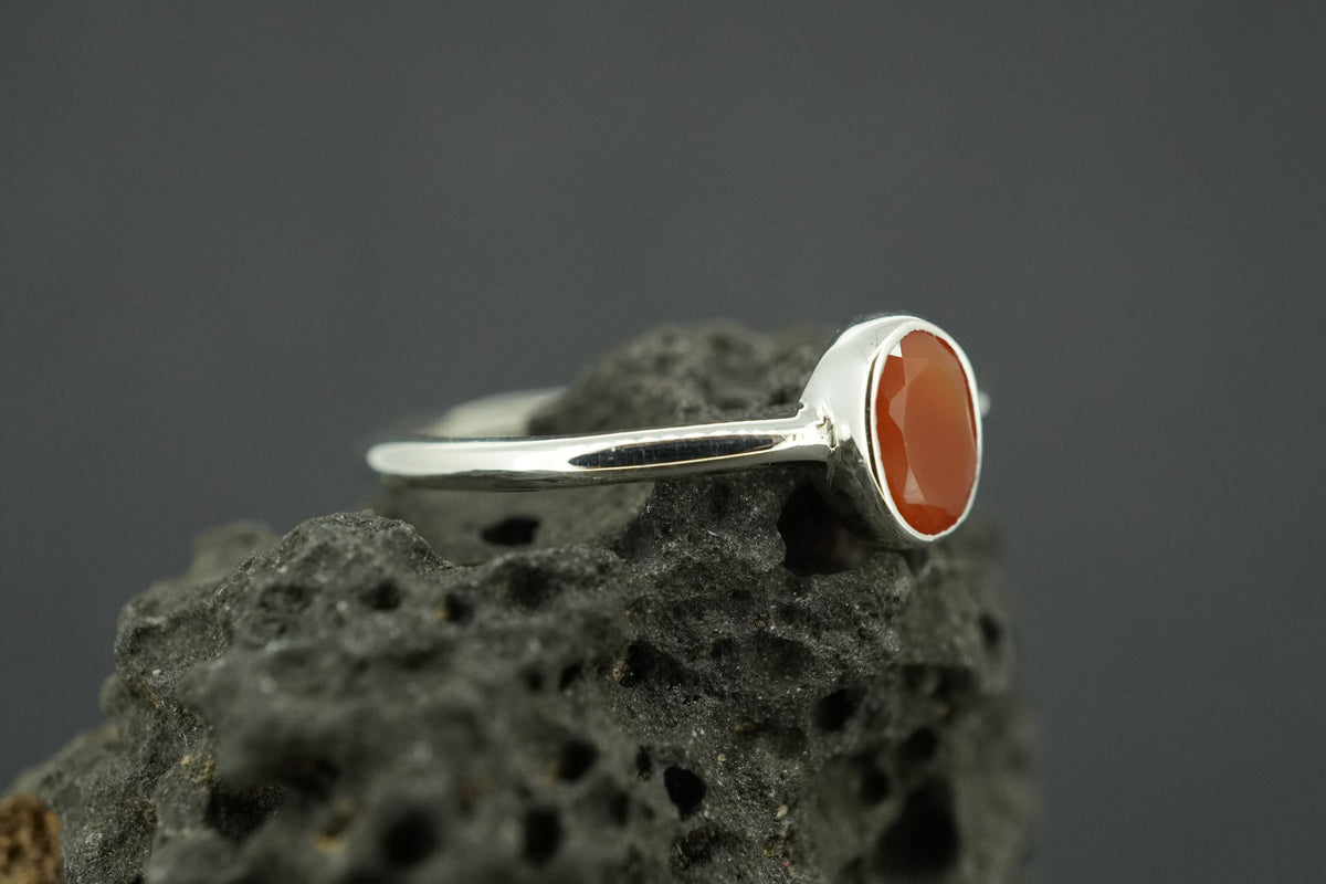 Scottish Carnelian Sterling Silver Petite Oval Ring