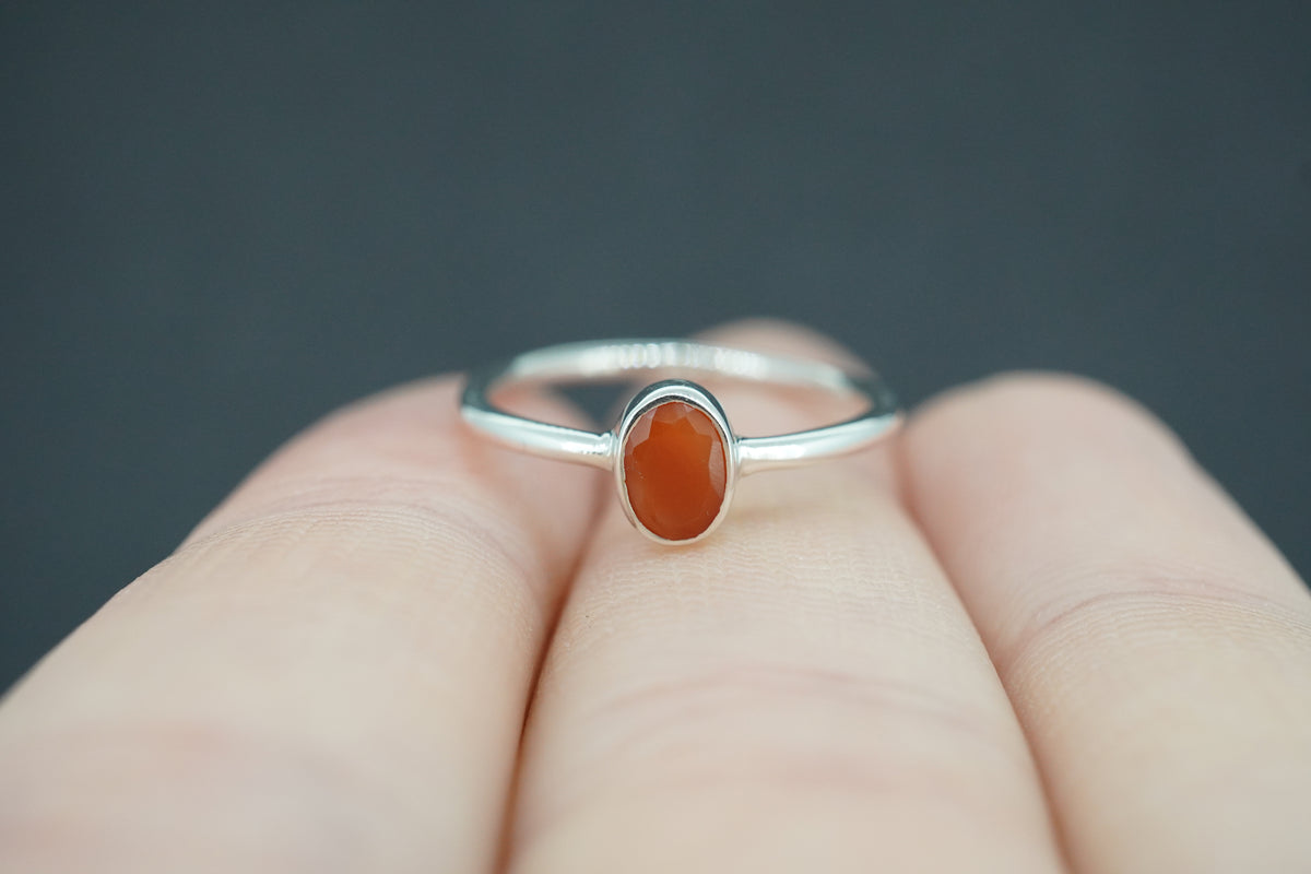 Scottish Carnelian Sterling Silver Petite Oval Ring