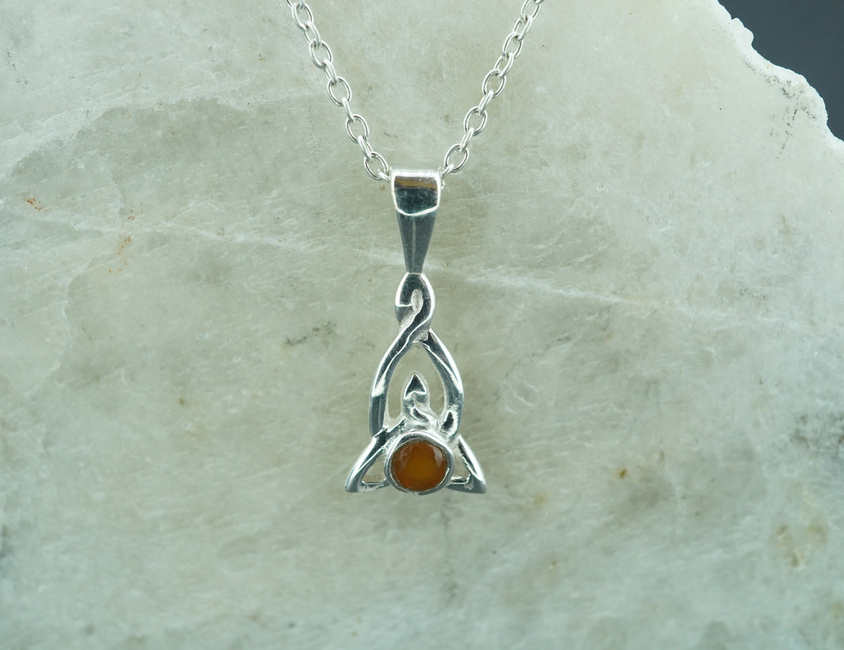 Scottish Carnelian Sterling Silver Celtic Pendant